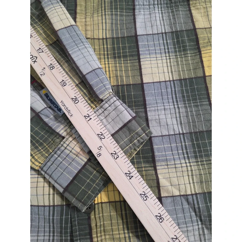 Vintage Levis Silver Tab Shirt Mens Extra Large Yellow Green Plaid Army Dress